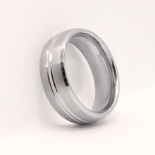 Load image into Gallery viewer, Tungsten Carbide Convex Groove Satin Finish Beveled Edges Wedding Band Ring 8mm
