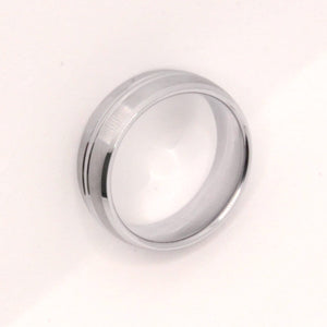 Tungsten Carbide Convex Groove Satin Finish Beveled Edges Wedding Band Ring 8mm