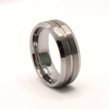 Load image into Gallery viewer, Tungsten Carbide Grooved Center Satin Finish Beveled Edges Wedding Band Ring 8mm
