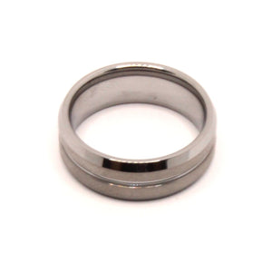 Tungsten Carbide Grooved Center Satin Finish Beveled Edges Wedding Band Ring 8mm