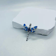 Load image into Gallery viewer, Sterling Silver Synthetic Opal Dragonfly Pendant
