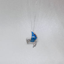 Load image into Gallery viewer, Sterling Silver Synthetic Opal Hummingbird Pendant
