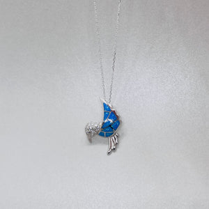 Sterling Silver Synthetic Opal Hummingbird Pendant