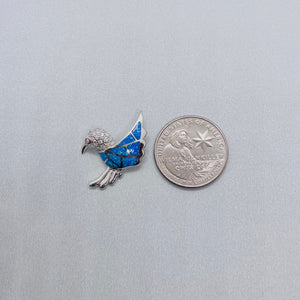 Sterling Silver Synthetic Opal Hummingbird Pendant