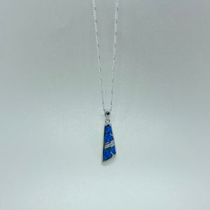 Sterling Silver Synthetic Opal Trapezoid Pendant