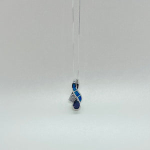 Sterling Silver Synthetic Opal Ribbon Pendant