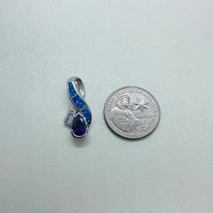 Sterling Silver Synthetic Opal Ribbon Pendant