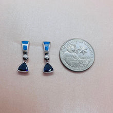 Load image into Gallery viewer, Sterling Silver Synthetic Blue Opal Stud Earrings With Trillium Shape
