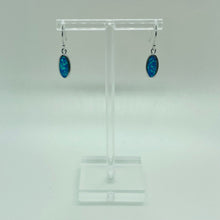 Load image into Gallery viewer, Sterling Silver Synthetic Opal Dangle Earrings Oval Shape
