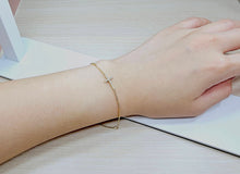 Load image into Gallery viewer, Handmade 14K Yellow Gold Side Cross with Diamonds Bracelet Anklet Chain
