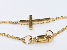 Load image into Gallery viewer, Handmade 14K Yellow Gold Side Cross with Diamonds Bracelet Anklet Chain
