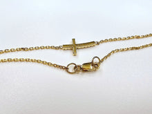 Load image into Gallery viewer, Handmade 14K Yellow Gold Side Cross with Diamonds Bracelet Anklet Chain
