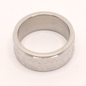 Stainless Steel Flat Simple Jigsaw Puzzle Pattern Wedding Band Ring 8mm