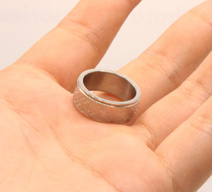 Stainless Steel Flat Simple Jigsaw Puzzle Pattern Wedding Band Ring 8mm