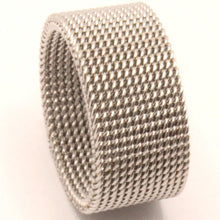 Load image into Gallery viewer, Stainless Steel Tall Flexible Braided Mesh Design Wedding Band Ring 10mm
