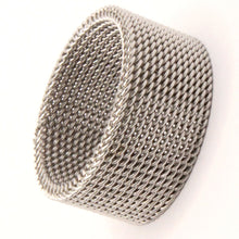 Load image into Gallery viewer, Stainless Steel Tall Flexible Braided Mesh Design Wedding Band Ring 10mm
