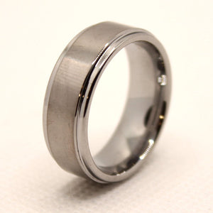 Tungsten Carbide Flat Center Satin Finish Recessed Edges Wedding Band Ring 8mm