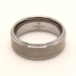 Tungsten Carbide Flat Center Satin Finish Recessed Edges Wedding Band Ring 8mm