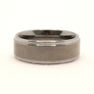 Tungsten Carbide Flat Center Satin Finish Recessed Edges Wedding Band Ring 8mm