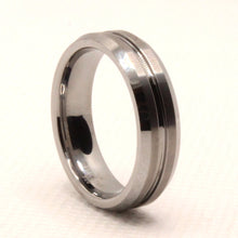 Load image into Gallery viewer, Tungsten Carbide Groove Center Satin Finish Beveled Edges Wedding Band Ring 6mm
