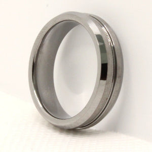 Tungsten Carbide Groove Center Satin Finish Beveled Edges Wedding Band Ring 6mm