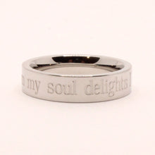 Load image into Gallery viewer, Stainless Steel Etched Song of Solomon 3:4 Bible Verse Wedding Band Ring 5mm
