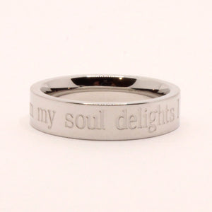 Stainless Steel Etched Song of Solomon 3:4 Bible Verse Wedding Band Ring 5mm