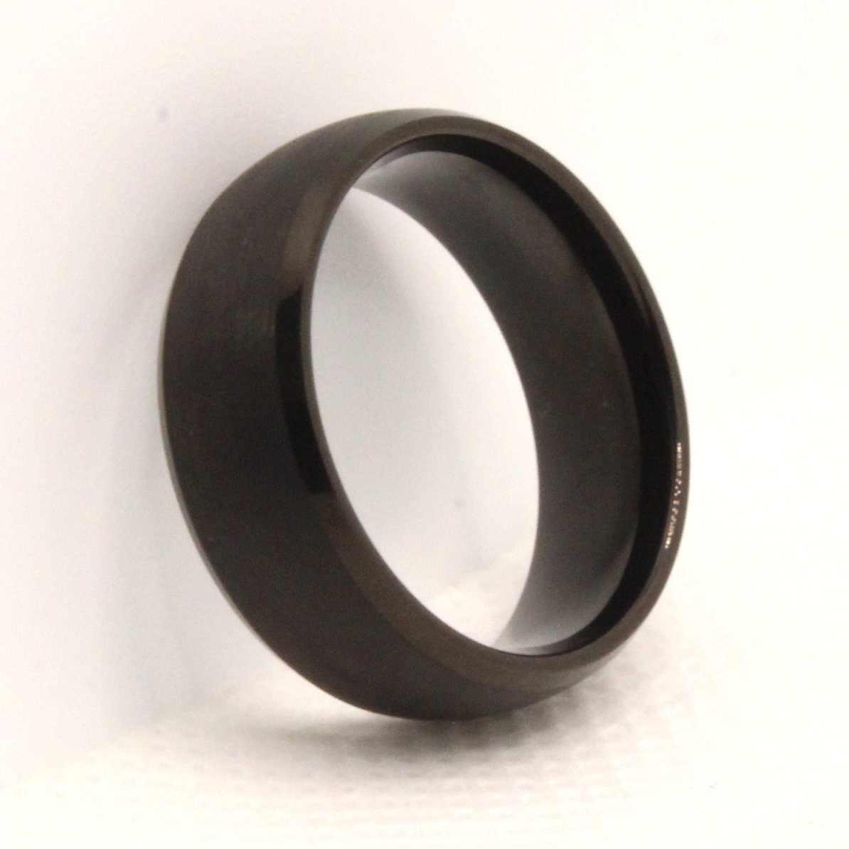 Tungsten Carbide Smooth Black Brushed Finish Beveled Edges Wedding Band Ring 8mm