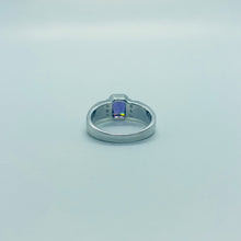 Load image into Gallery viewer, 925 Sterling Silver Blue Synthetic Opal Cushion Cut Ring
