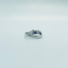 Load image into Gallery viewer, Sterling Silver Blue Synthetic Opal Wavy Ring for Women White &amp; Round
