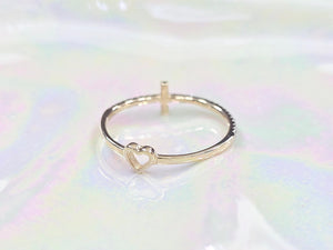 14K Reversible Cross or Hearts Both Sides Ring with CZ