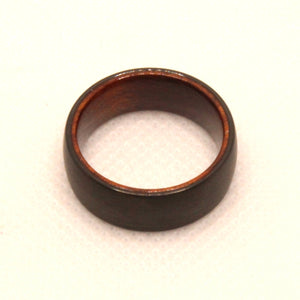 Tungsten Carbide Flat Dark Gray Brushed Finish Inner Wood Wedding Band Ring 8mm