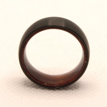 Load image into Gallery viewer, Tungsten Carbide Flat Dark Gray Brushed Finish Inner Wood Wedding Band Ring 8mm
