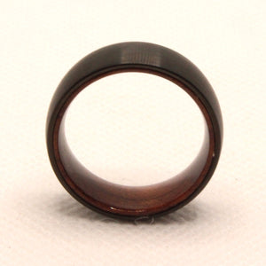 Tungsten Carbide Flat Dark Gray Brushed Finish Inner Wood Wedding Band Ring 8mm