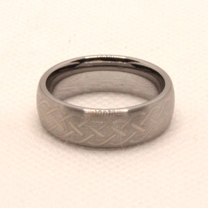 Tungsten Carbide Domed Etched Celtic Knot Brushed Finish Wedding Band Ring 8mm