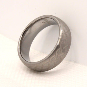 Tungsten Carbide Domed Etched Celtic Knot Brushed Finish Wedding Band Ring 8mm