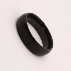 Tungsten Carbide Short Smooth Black Domed Brushed Finish Wedding Band Ring 6mm