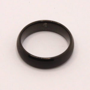 Tungsten Carbide Short Smooth Black Domed Brushed Finish Wedding Band Ring 6mm