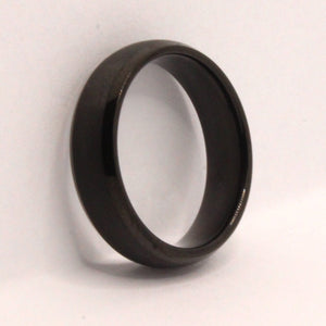 Tungsten Carbide Short Smooth Black Domed Brushed Finish Wedding Band Ring 6mm