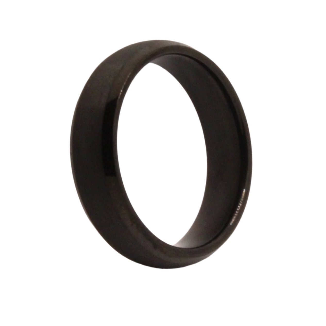 Tungsten Carbide Short Smooth Black Domed Brushed Finish Wedding Band Ring 6mm