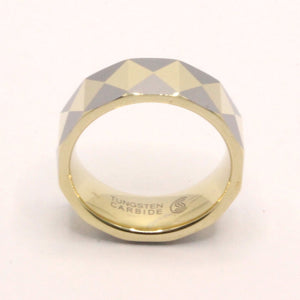 Tungsten Carbide Yellow Faceted Domed Pyramid Pattern Wedding Band Ring 8mm