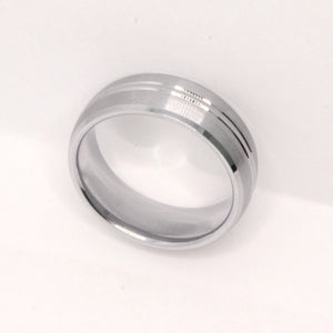 Tungsten Carbide Convex Groove Satin Finish Beveled Edges Wedding Band Ring 8mm