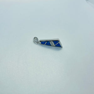 Sterling Silver Synthetic Opal Trapezoid Pendant