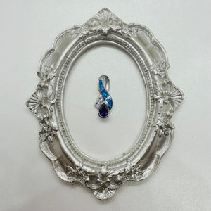 Sterling Silver Synthetic Opal Ribbon Pendant