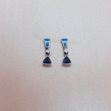 Load image into Gallery viewer, Sterling Silver Synthetic Blue Opal Stud Earrings With Trillium Shape
