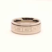 Load image into Gallery viewer, Stainless Steel Reflective High Polish Etched Greek Key Center Spinner Ring 8mm
