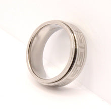 Load image into Gallery viewer, Stainless Steel Reflective High Polish Etched Greek Key Center Spinner Ring 8mm
