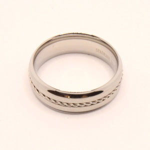 Stainless Steel Rope Inlay Matte Finish Concave Edges Wedding Ring Band 7mm