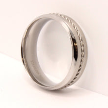 Load image into Gallery viewer, Stainless Steel Rope Inlay Matte Finish Concave Edges Wedding Ring Band 7mm
