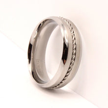 Load image into Gallery viewer, Stainless Steel Rope Inlay Matte Finish Concave Edges Wedding Ring Band 7mm
